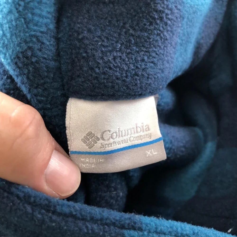 Columbia Jacket Mens XL Blue Plaid Fleece Windbreaker Full Zip Outdoor Hiking